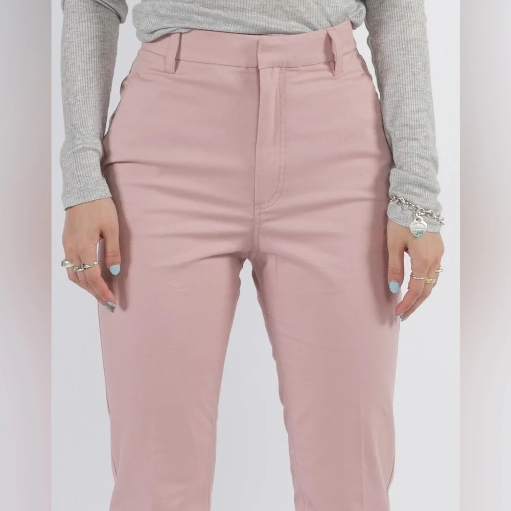 THE SCRIPT New With Tags Claudia Pants rose pink flat front straight leg linen 4